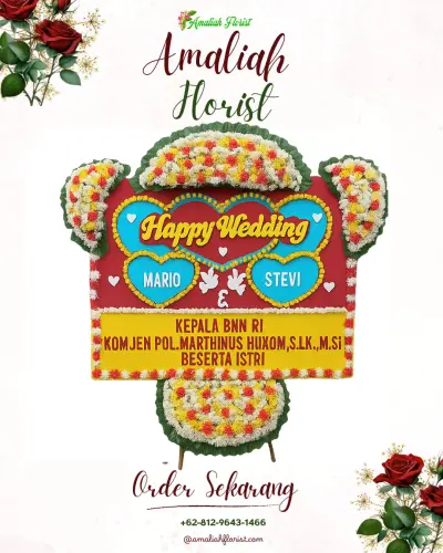 Karangan Papan Bunga Pernikahan di Terondol